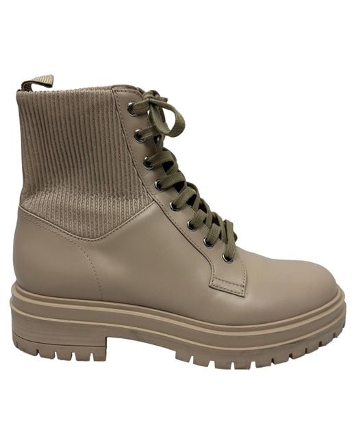 Gianvito Rossi Brown Martis Rib-Knit Combat Boots
