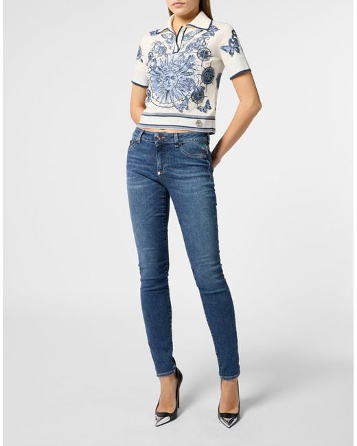 Philipp Plein Blue Super Stretch Jeggings Basic