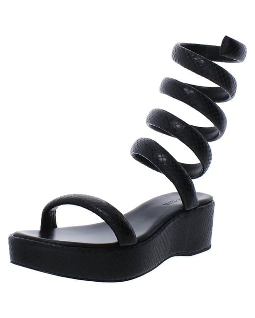 Cult Gaia Black Gabi Leather Open Toe Platform Sandals