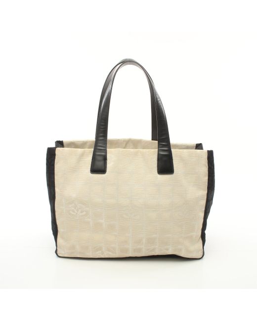 Chanel Natural New Travel Line Handbag Tote Bag Nylon Canvas Leather Ivory