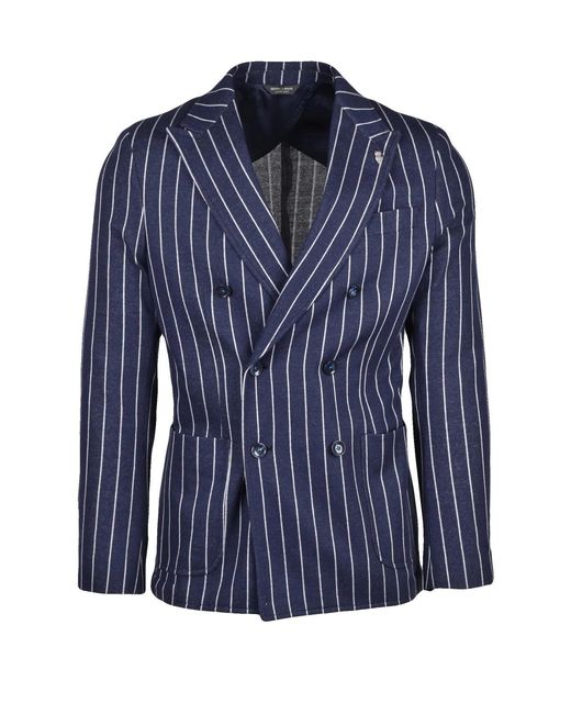 Berry & Brian Blue Cotton Polyester Blazer Jacket for men