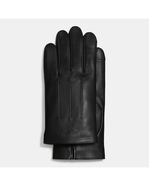 coach men's black leather gloves