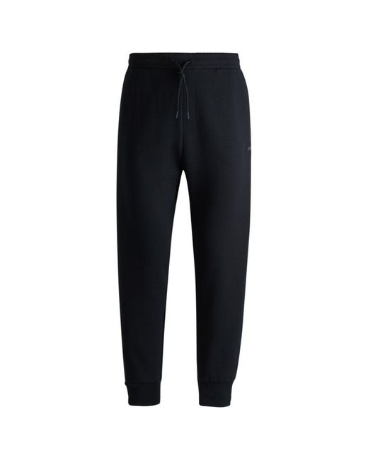 Boss Blue Stretch-Cotton Tracksuit Bottoms With Logo Print for men