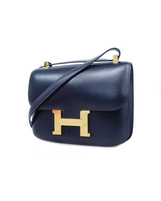 Hermès Blue Constance Leather Shoulder Bag (pre-owned)