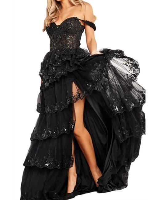 Jovani Black Off The Shoulder Evening Gown
