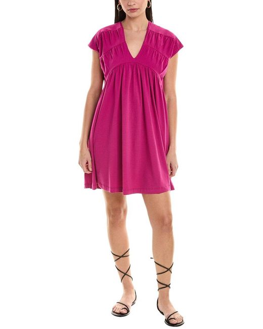 Alpha Studio Pink Shirred Mini Dress