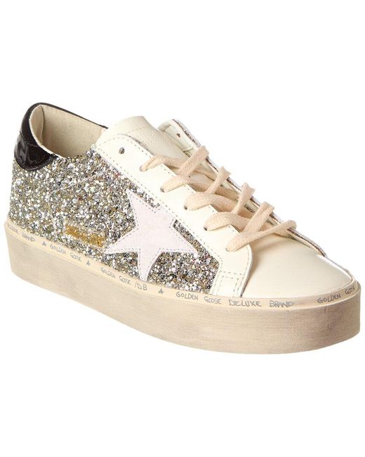 Golden Goose Deluxe Brand Natural Hi Star Glitter & Leather Sneaker