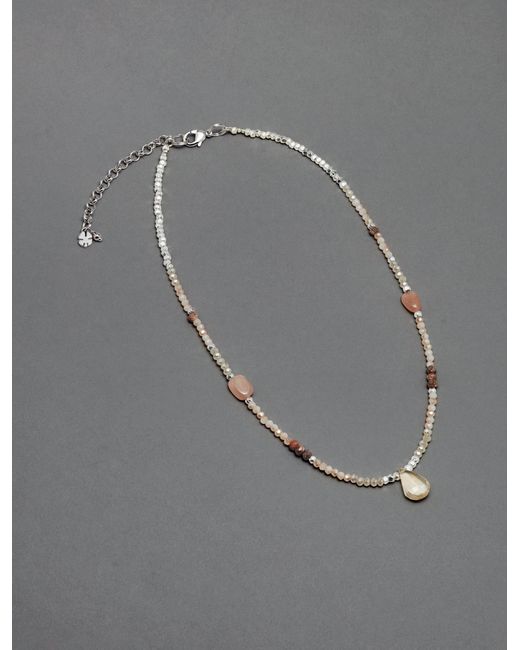Lucky Brand Gray Beaded Stone Collar Necklace