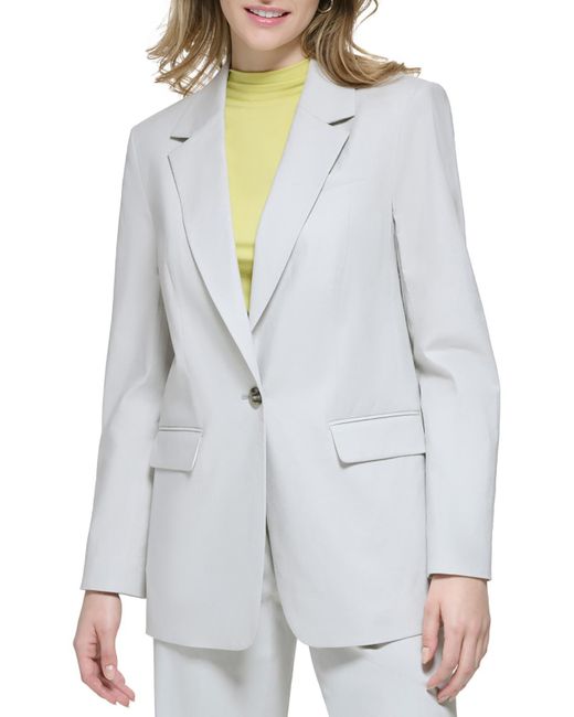 Calvin Klein Gray Linen Blend Suit Separate One-button Blazer