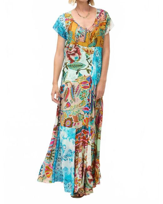 Johnny Was Blue Patchwork Slip Dress