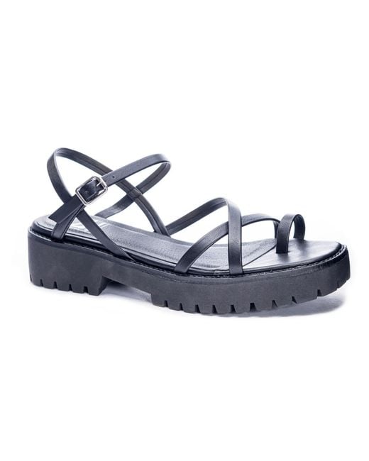 Dirty Laundry Blue Rhoni Square Open Toe Flat Ankle Strap
