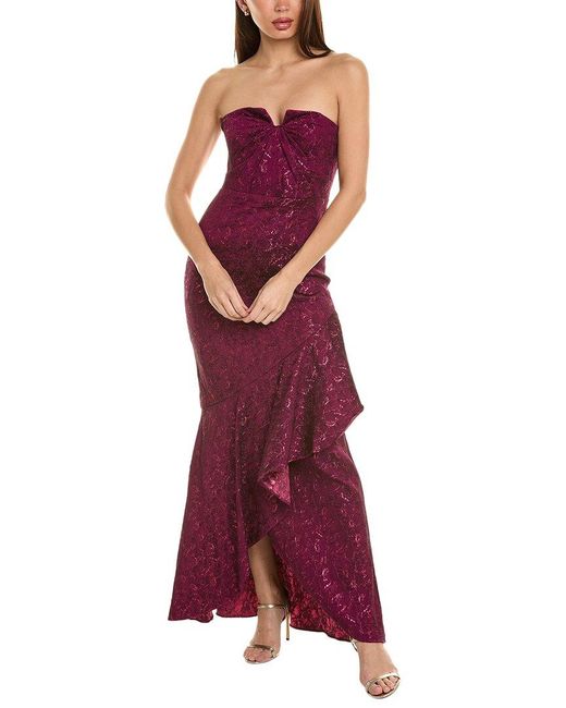 THEIA Purple Fit-and-flare Gown