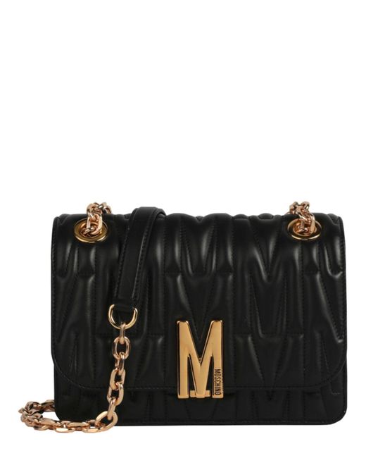 Moschino Black Quilted M Leather Shoulder Bag