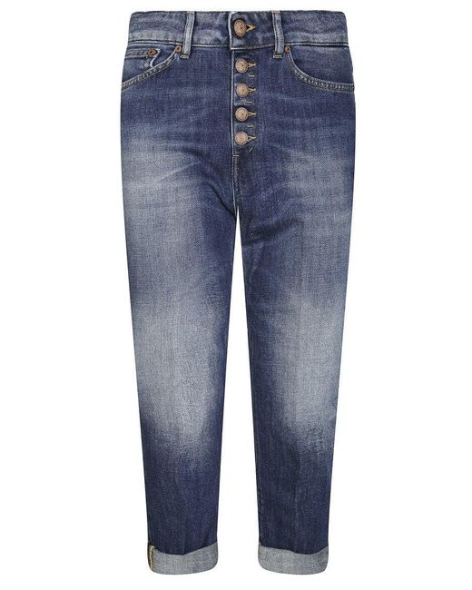 Dondup Blue High-Waisted Relaxed Fit Jeans With Subtle Logo Detail