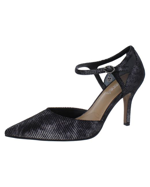 J. Reneé Black Siona Metallic Pointed Toe D'orsay Heels