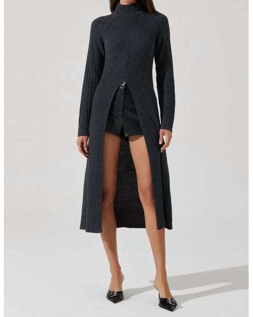 Astr Black Estilo Mock Neck Slit Sweater
