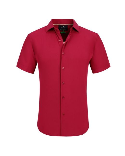 Tom Baine Red Solid Performance Button Down for men