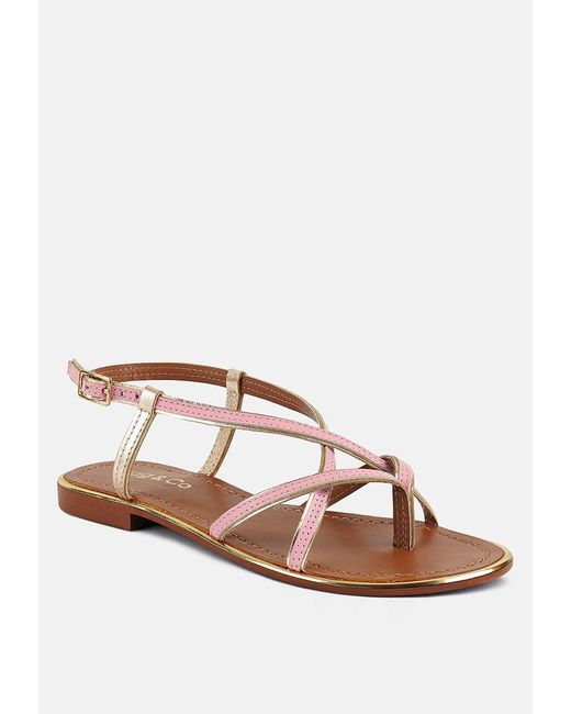 Rag & Co Pink Pheobe Strappy Flat Sandals
