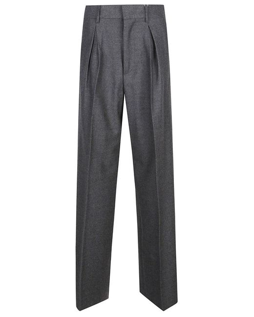 MM6 by Maison Martin Margiela Gray Tailored Long Wool Trousers With Pleated Front