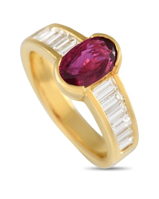 Non-Branded Metallic Lb Exclusive 18k Yellow 0.70ct Diamond And Ruby Ring Mf03-012424