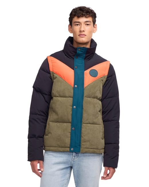 Scotch & Soda Blue Nelleke Mixed Media Puffer With Removable Sleeves for men