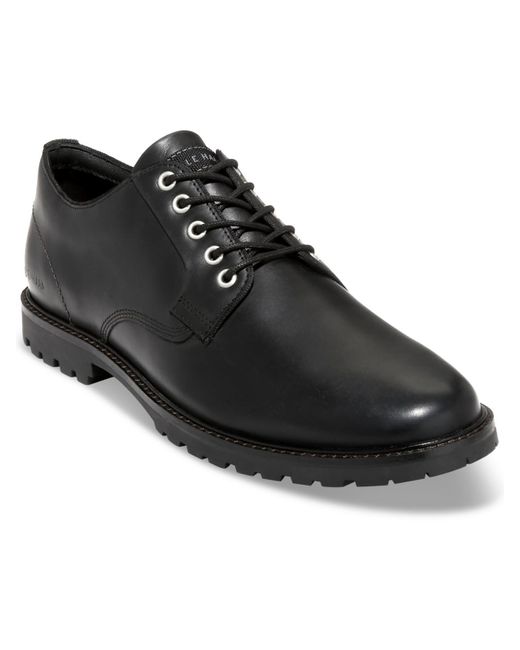 Cole Haan Black Midland Lug Plaintoe Leather Round Toe Oxfords for men