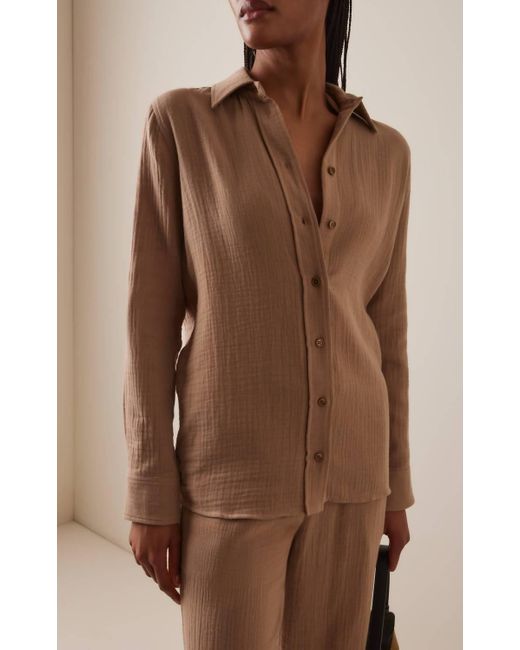 ÉTERNE Brown Constance Button Up Top