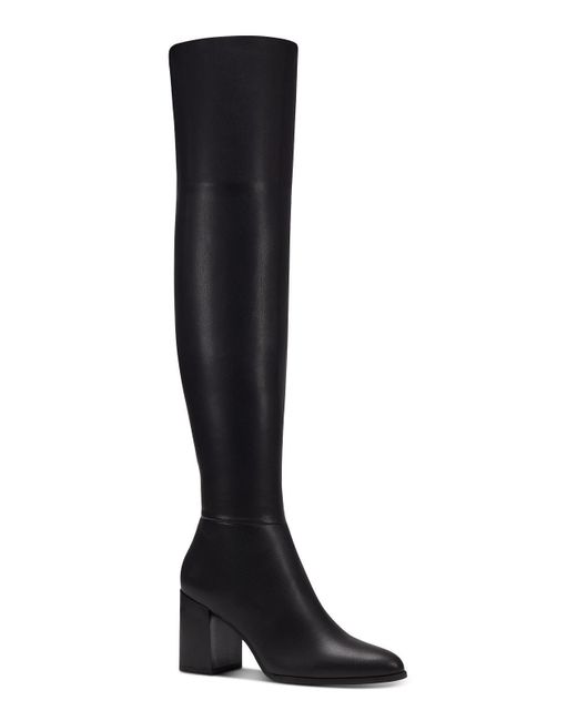 INC Black Windee Faux Leather Tall Over-the-knee Boots