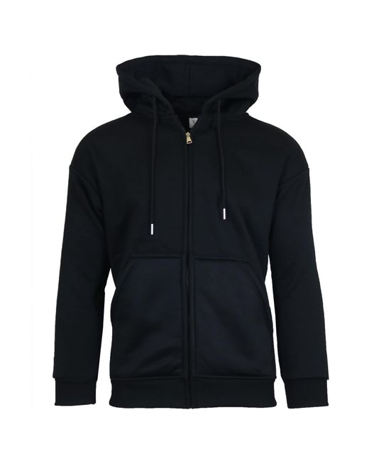 Unbranded Blue Faux Shearling Lined Full Zip-Up Hoodie Sweatshirt for men