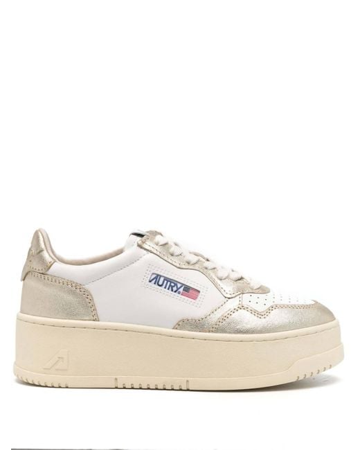 Autry White Platform Low Leather Sneakers
