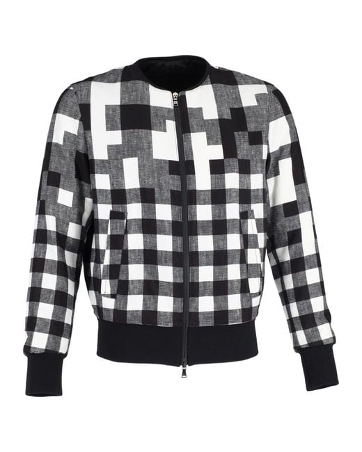 Neil Barrett Black Checkered Bomber Jacket for men