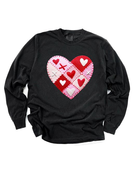 Simply Sage Market Black Heart Stitching Patchwork Print