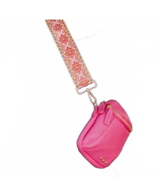 Pretty Simple Pink Ellie Boho Tapestry Strap Crossbody Bag