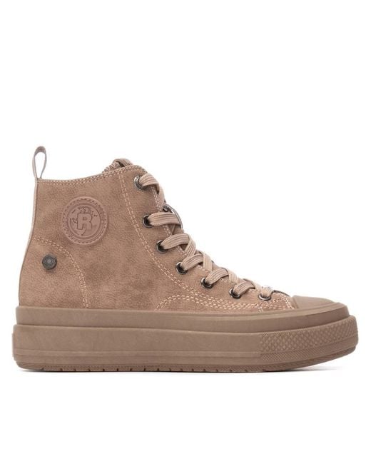 Xti Brown Casual High Top Suede Sneakers Refresh Collection By