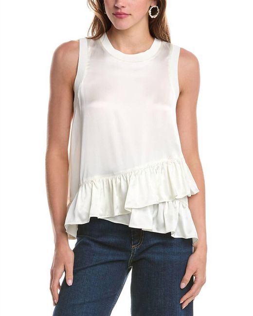 Cinq À Sept White Shiny Luisa Top