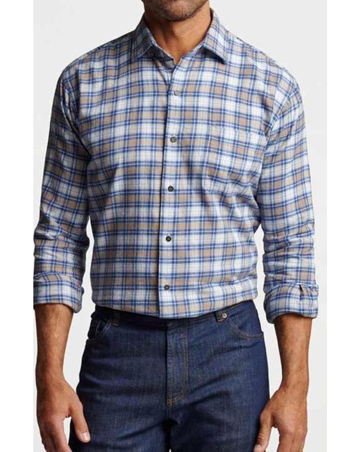 Peter Millar Blue Arcadia Falls Cotton Sport Shirt for men