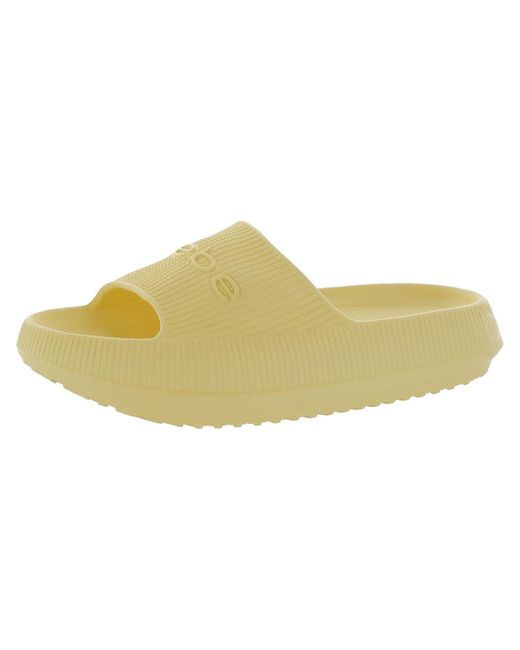 Bebe Yellow Malaga Logo Slip On Slide Sandals