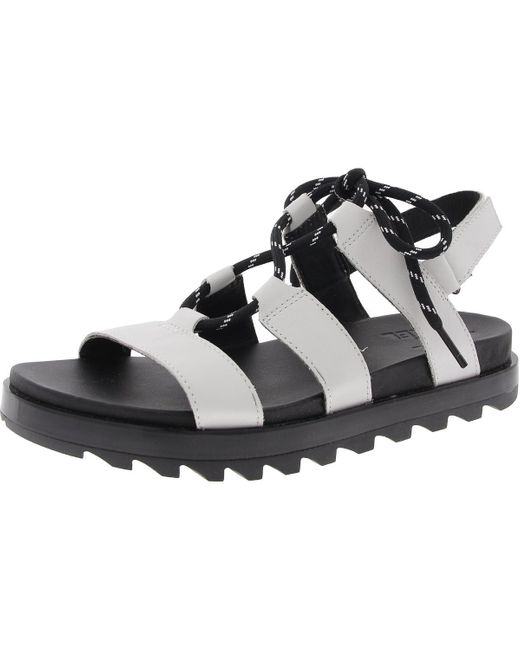 Sorel Black Roaming Lace-Up Leather Slingback Sandals