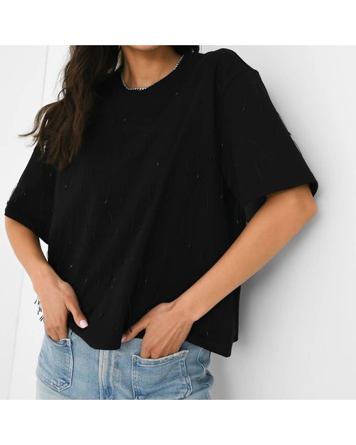 Jonathan Simkhai Black Amaru Embellished Tee