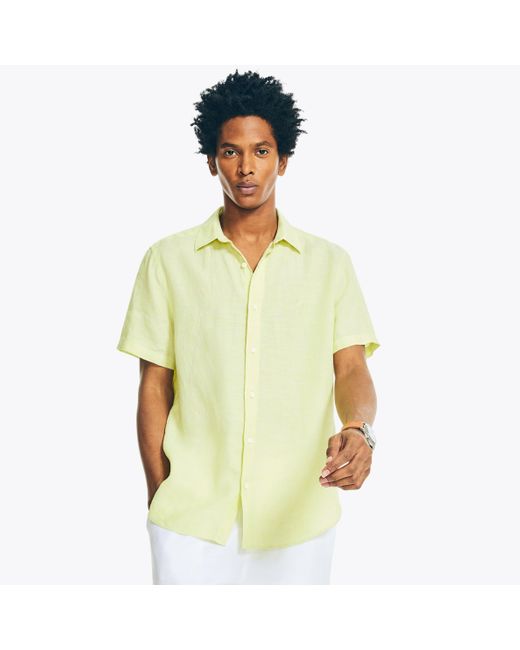 Nautica Green Sustainably Crafted Linen Short-sleeve Shirt for men