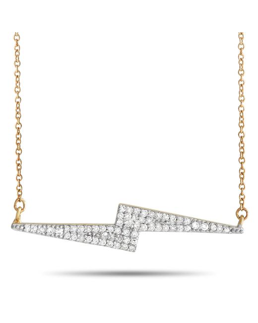 Non-Branded White Lb Exclusive 14k Yellow 0.25ct Diamond Lightning Bolt Necklace Pn15105