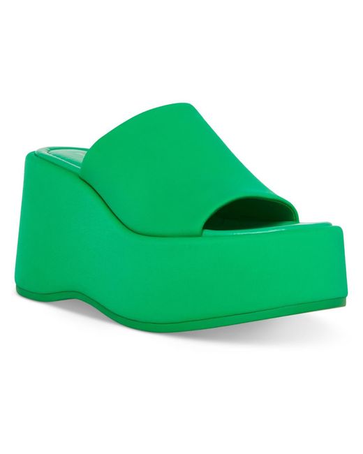 Madden Girl Green Nicco Faux Leather Slip On Platform Sandals