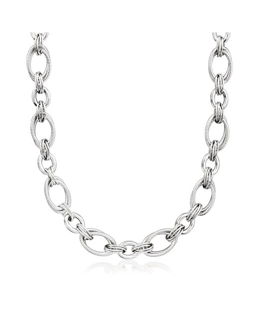Ross-Simons Metallic Italian Sterling Silver Oval-link Necklace