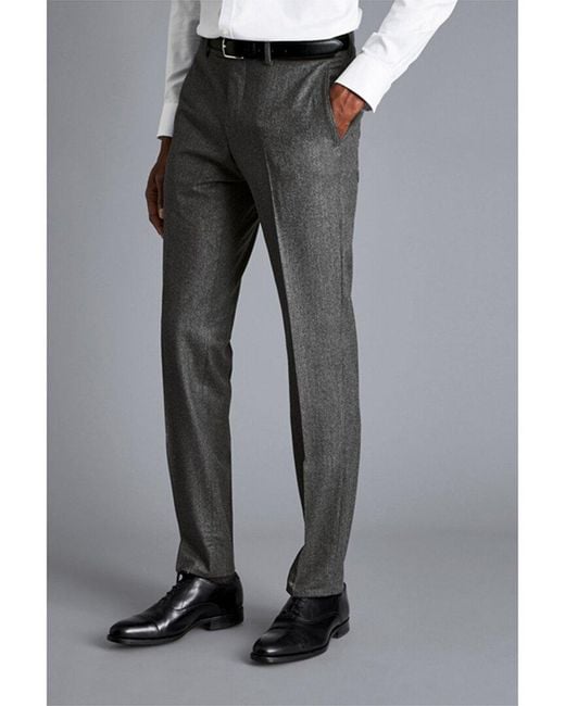 Charles Tyrwhitt Gray Slim Fit Italian Wool Flannel Trouser for men