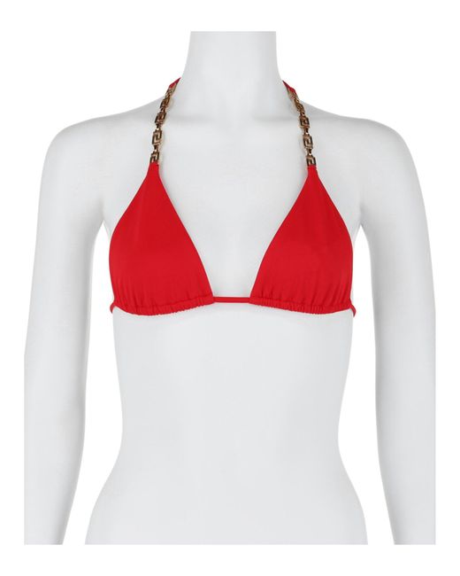 Versace Red Greca Chain Bikini Top