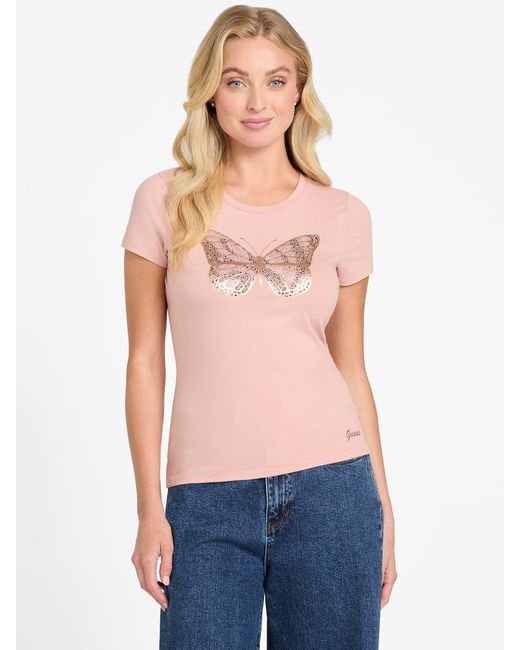 Guess Blue Eco Leah Butterfly Tee