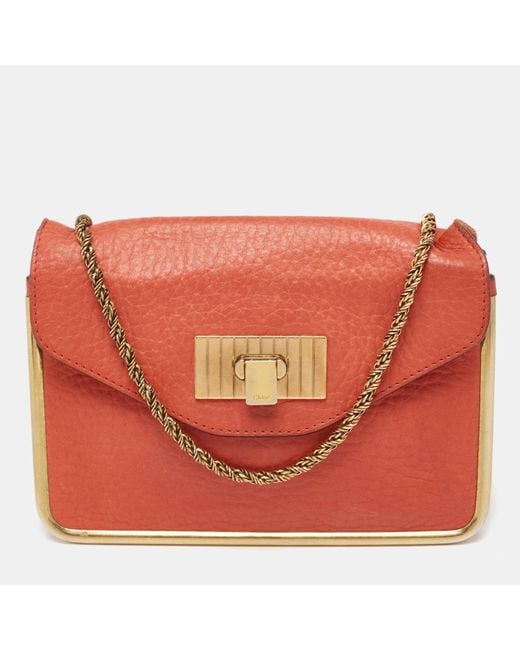 Chloé Red Burnt Leather Small Sally Shoulder Bag
