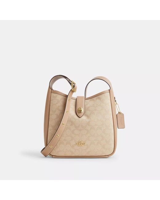 COACH Natural Hadley Convertible Crossbody Bag With Signature Canvas