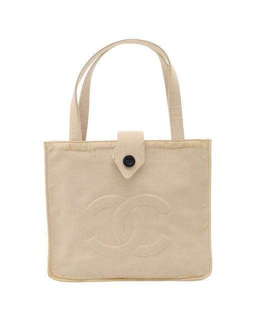Chanel Natural Chocolate Bar Synthetic Tote Bag (pre-owned)