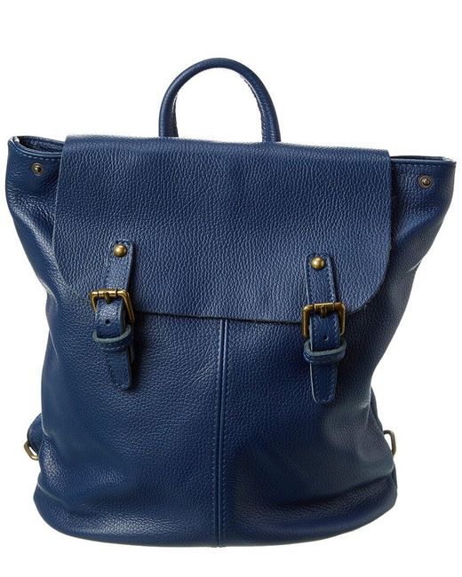 Italian Leather Blue Backpack